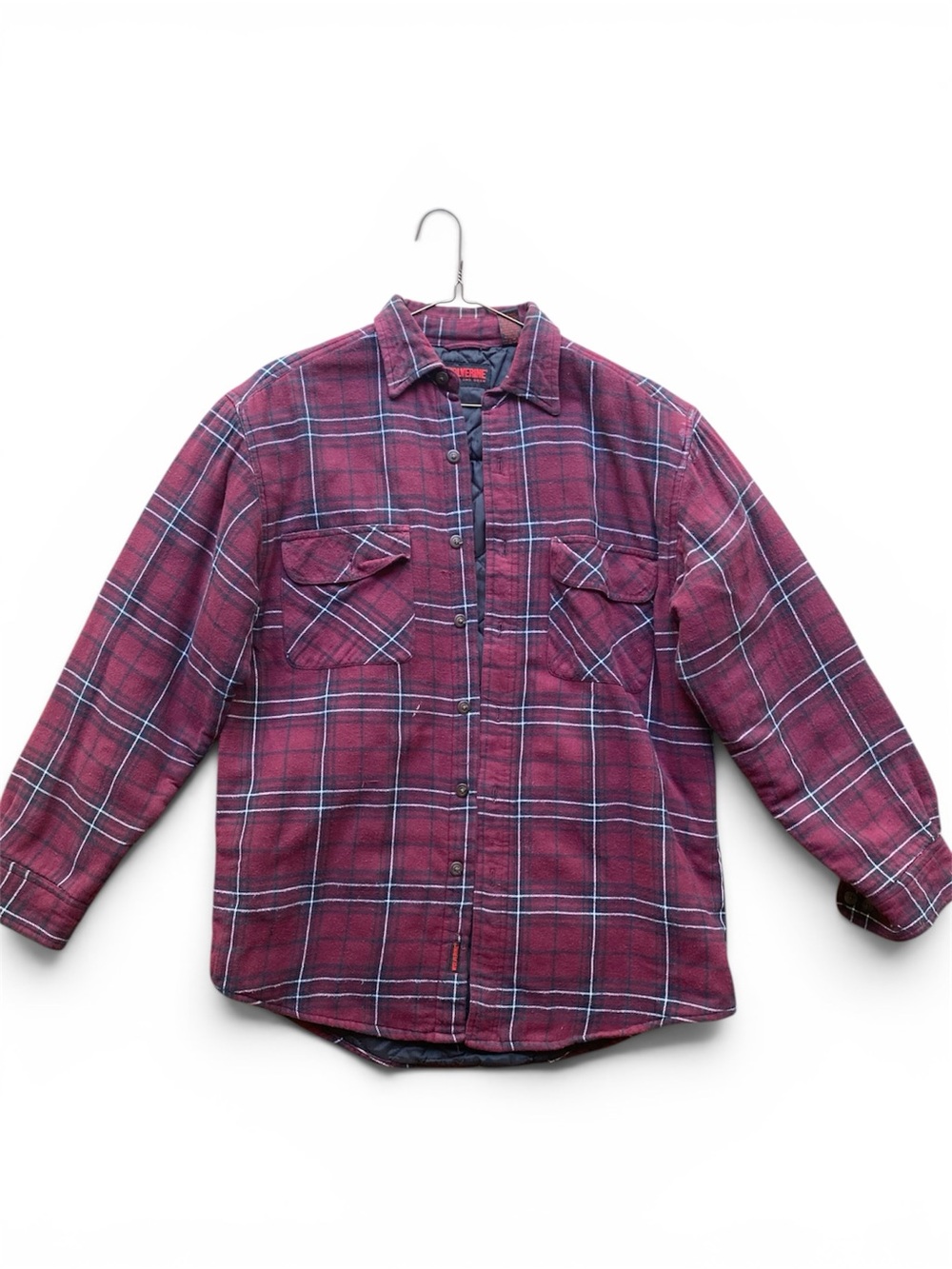 Wolverine Quilted Black Jacket with Burgundy Plaid Trim